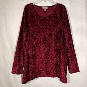 Womens White Stag size L Tunic Top Y2K Velvet BurnOut Fairy Grunge WhimsyGoth